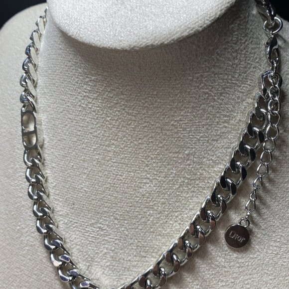 Authentic Christian Dior Vintage Chain Necklace CD Logo Heavy Statement 17” - Picture 8 of 12